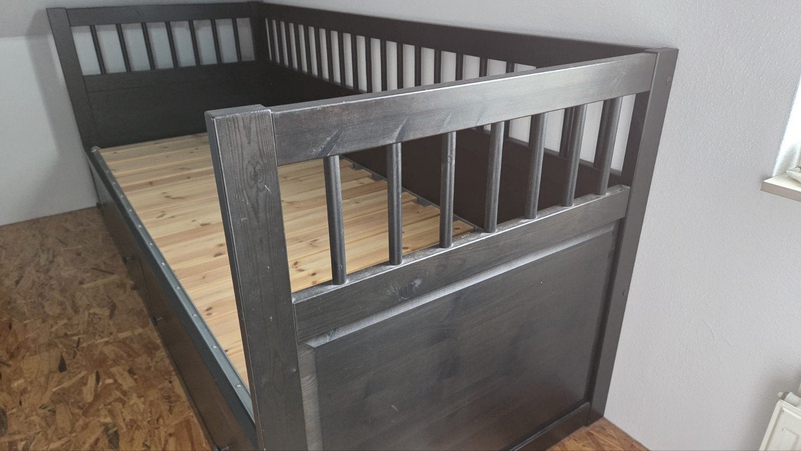 IKEA Hemnes Bedbank Zwart - Met Opberglades, Ophalen, Gebruikt, Eenpersoons, Zwart