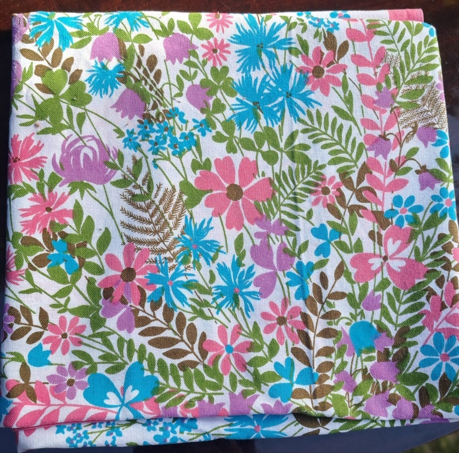 Vintage tafelkleed katoen 110x110 roze bloemen Italiaans, Vierkant, Nieuw, Ophalen of Verzenden, Katoen
