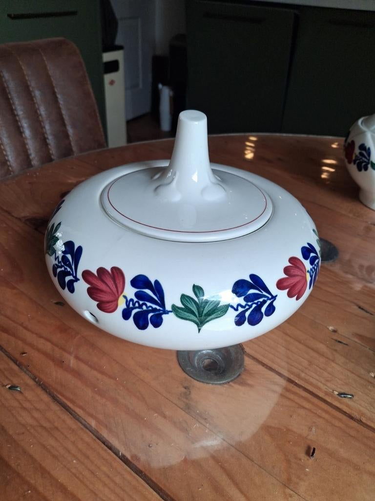 Boerenbont uienpot - Vintage voorraadpot, Gebruikt, Ophalen of Verzenden, Voorraadpot, Steen/keramiek