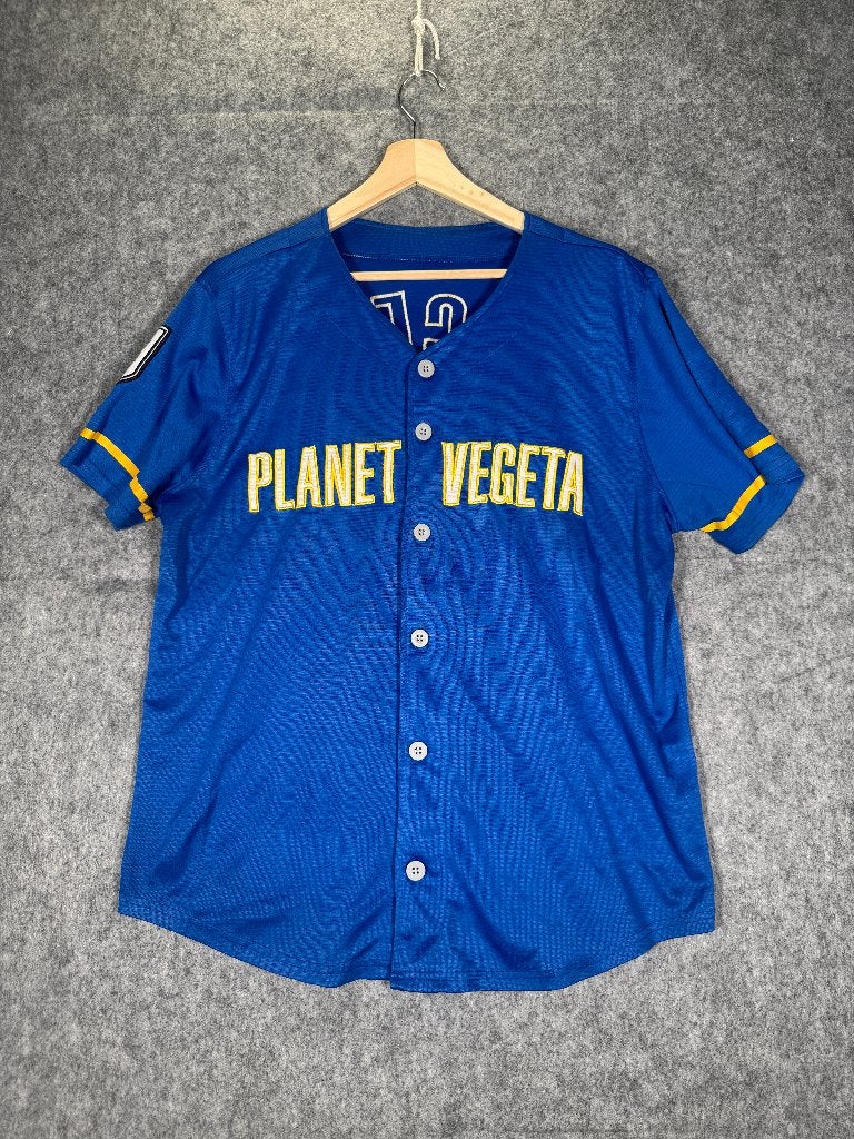 Dragon Ball Z Planet Vegeta #1 Baseball Jersey Blue, Ophalen of Verzenden, Zo goed als nieuw, Maat 56/58 (XL), Blauw