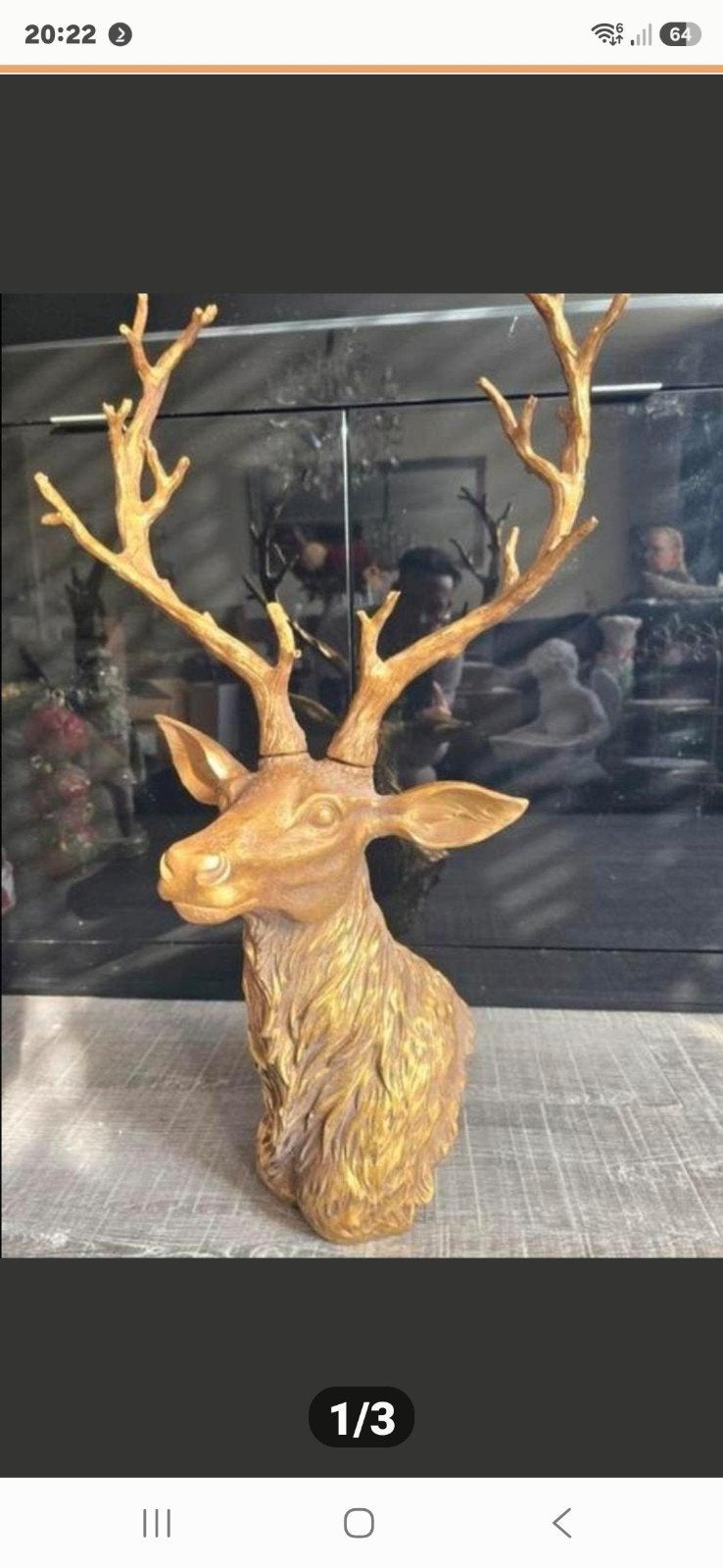 Prachtig staand, gouden dierenbeeld van een hert., Ophalen of Verzenden, Nieuw
