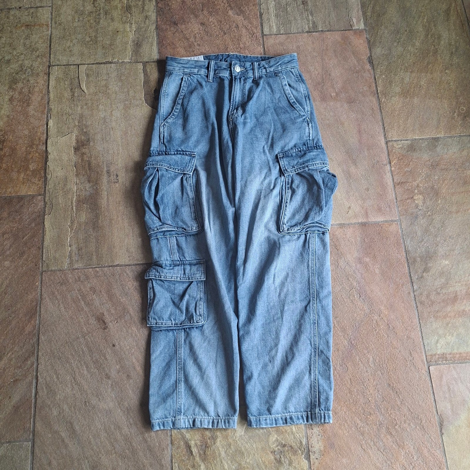 Loose Cargo Jeans - H&M - W28 L32, Kleding | Heren, Broeken en Pantalons, Blauw, Ophalen of Verzenden, Zo goed als nieuw, H&M