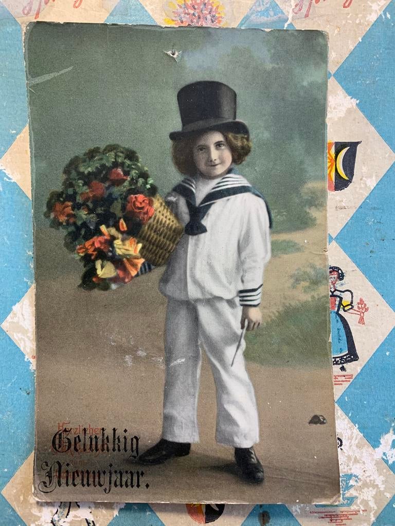 1914 Gelukkig Nieuwjaar - Kindje met hoge hoed (NN), Ophalen of Verzenden, Voor 1920, Gelopen, Feest(dag)