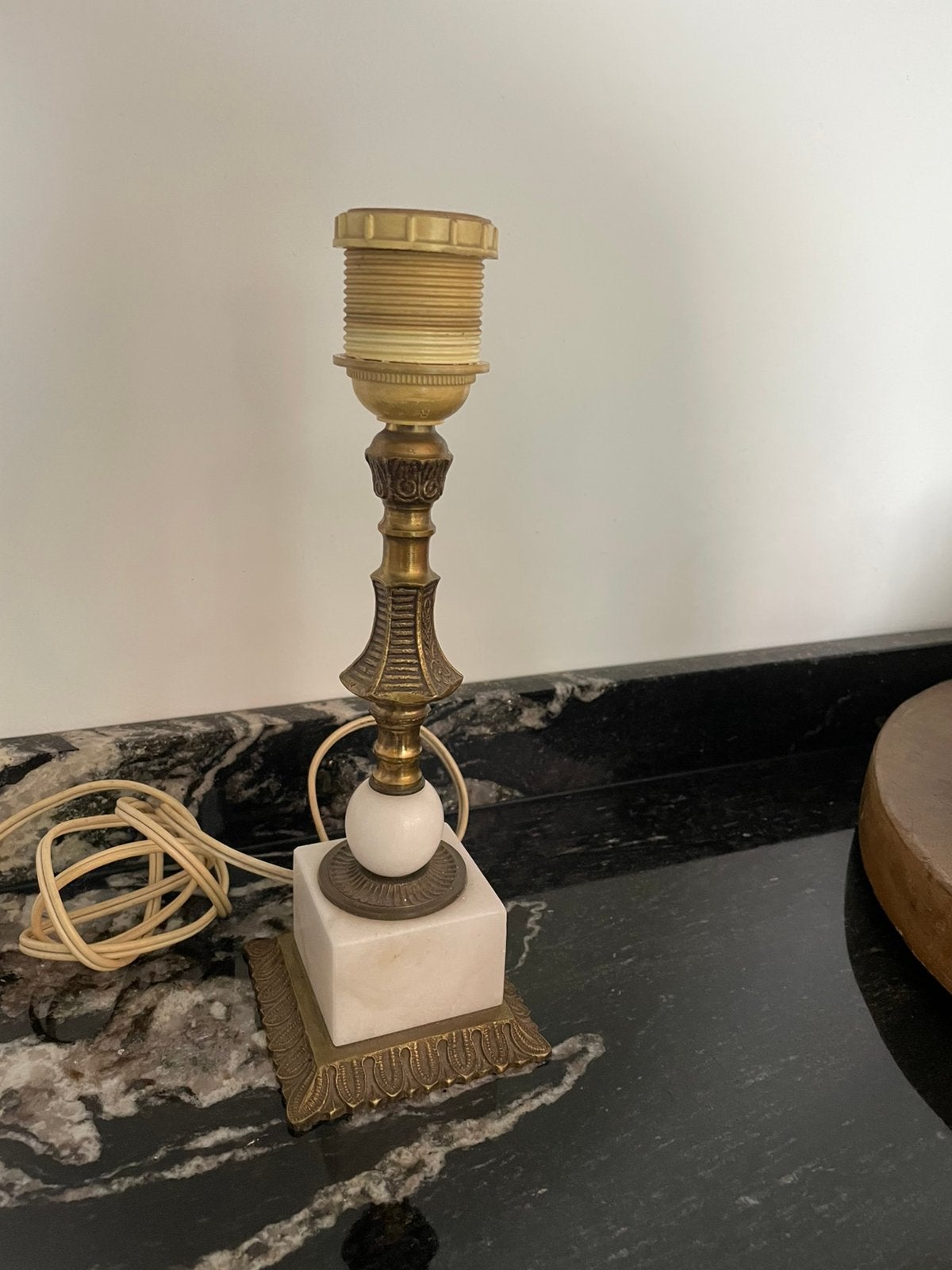 Vintage tafellamp schemerlamp albast  marmer natuursteen, Ophalen of Verzenden