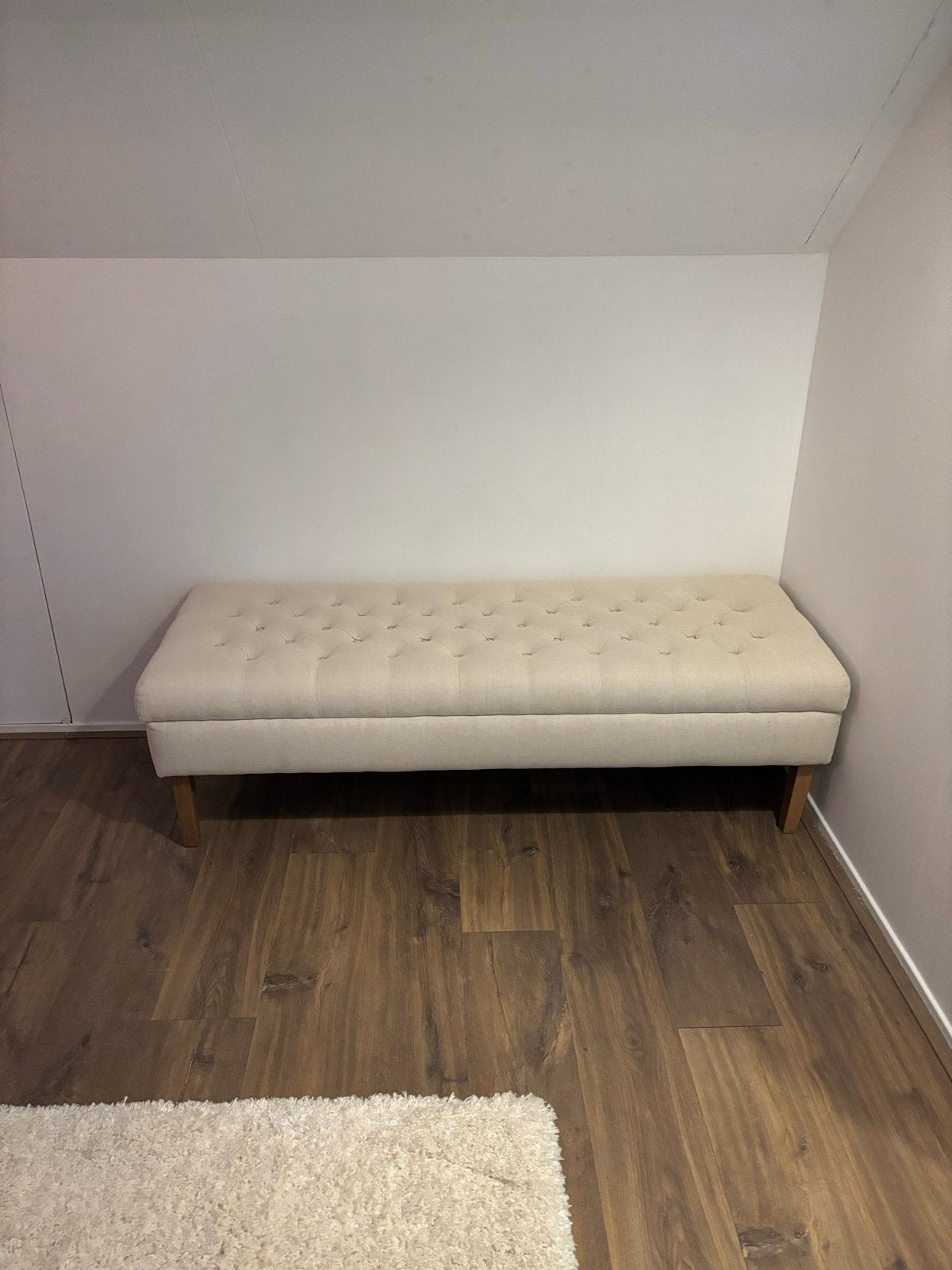 Gecapitonneerd bankje - Landelijke stijl, Ophalen, Gebruikt, Minder dan 75 cm, 150 tot 200 cm