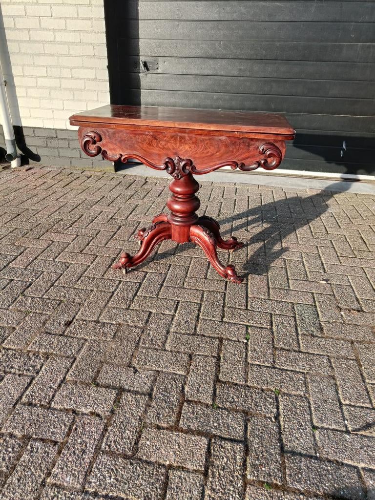 Antieke Biedemeier Klaptafel - Mahoniehout, Ophalen