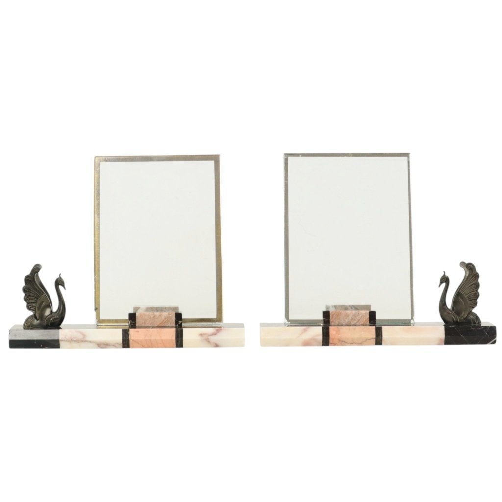 Set Grote Marmeren Art Deco Fotolijsten met Vogels Jaren 30, Antiek en Kunst, Ophalen of Verzenden