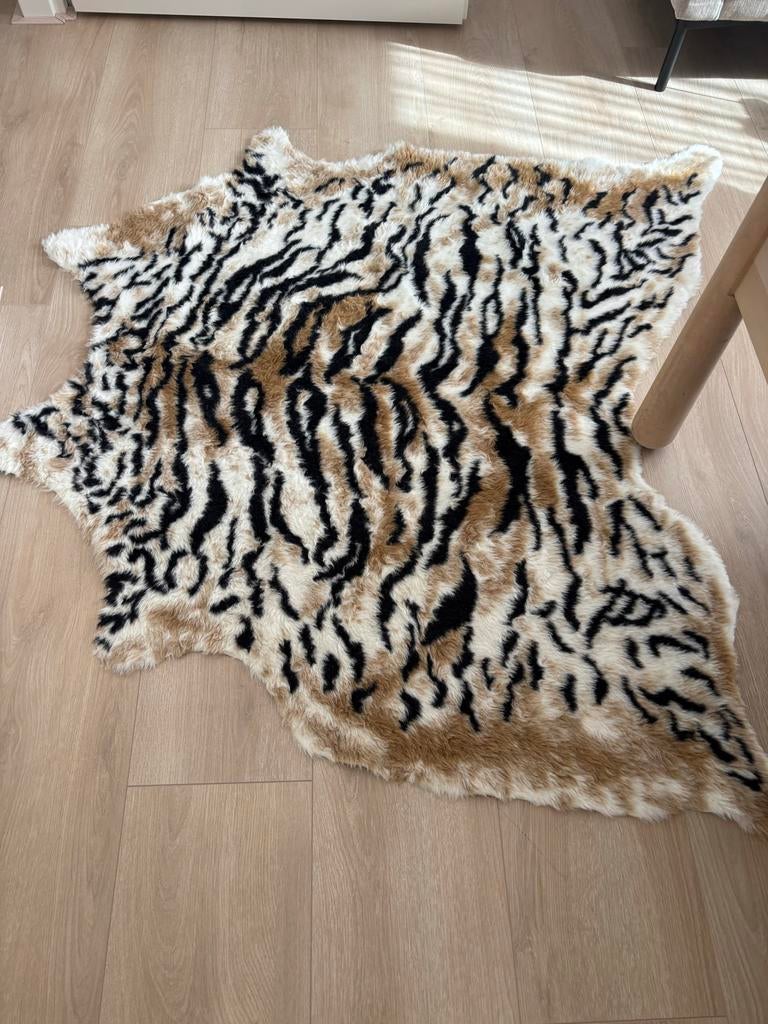 IKEA Grensten Vloerkleed Tijgerprint, Ophalen, 100 tot 150 cm, Wit, Zo goed als nieuw