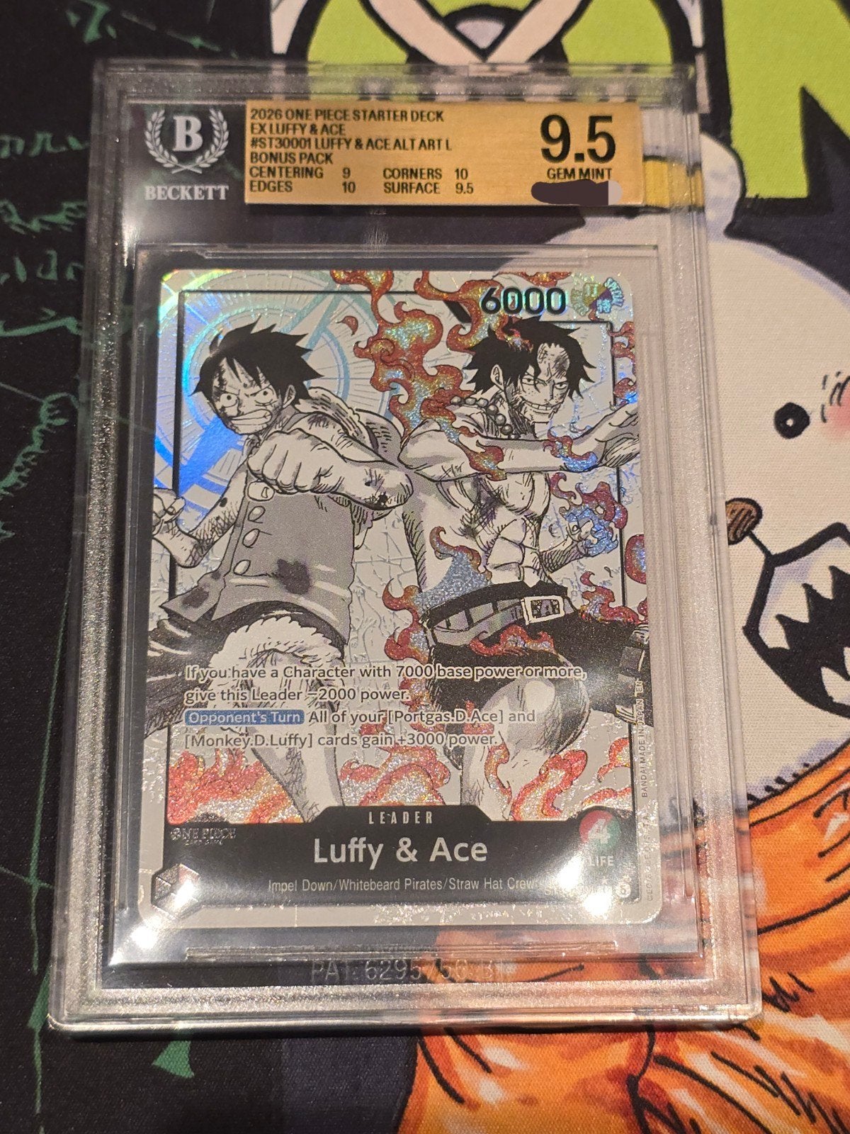 ST30 Luffy & Ace Parallel Graded Beckett 9.5, Ophalen of Verzenden, Zo goed als nieuw