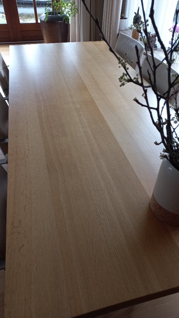 Eiken tafel zonder noesten foutloos A-kwaliteit op maat., Doe-het-zelf en Verbouw, Hout en Planken, Ophalen, 25 tot 50 mm, Eiken