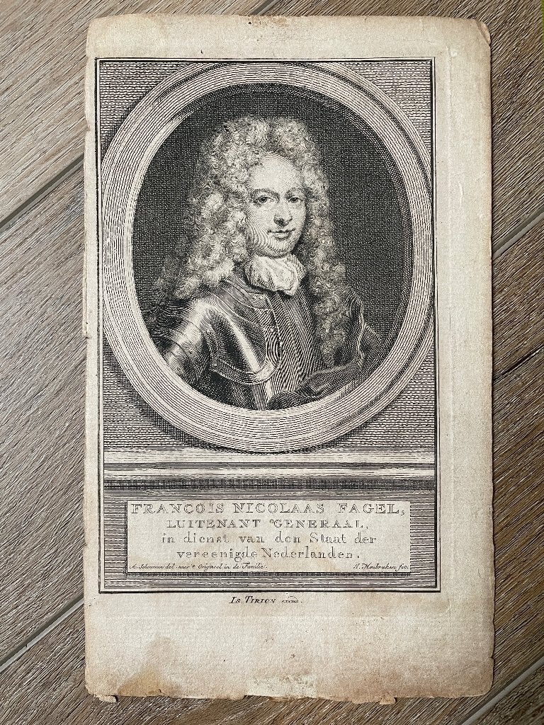 Francois Nicolaas fagel / Houbraken - Tirion - 1730 P0483, Ophalen of Verzenden, Gravure, 1700 - 1799