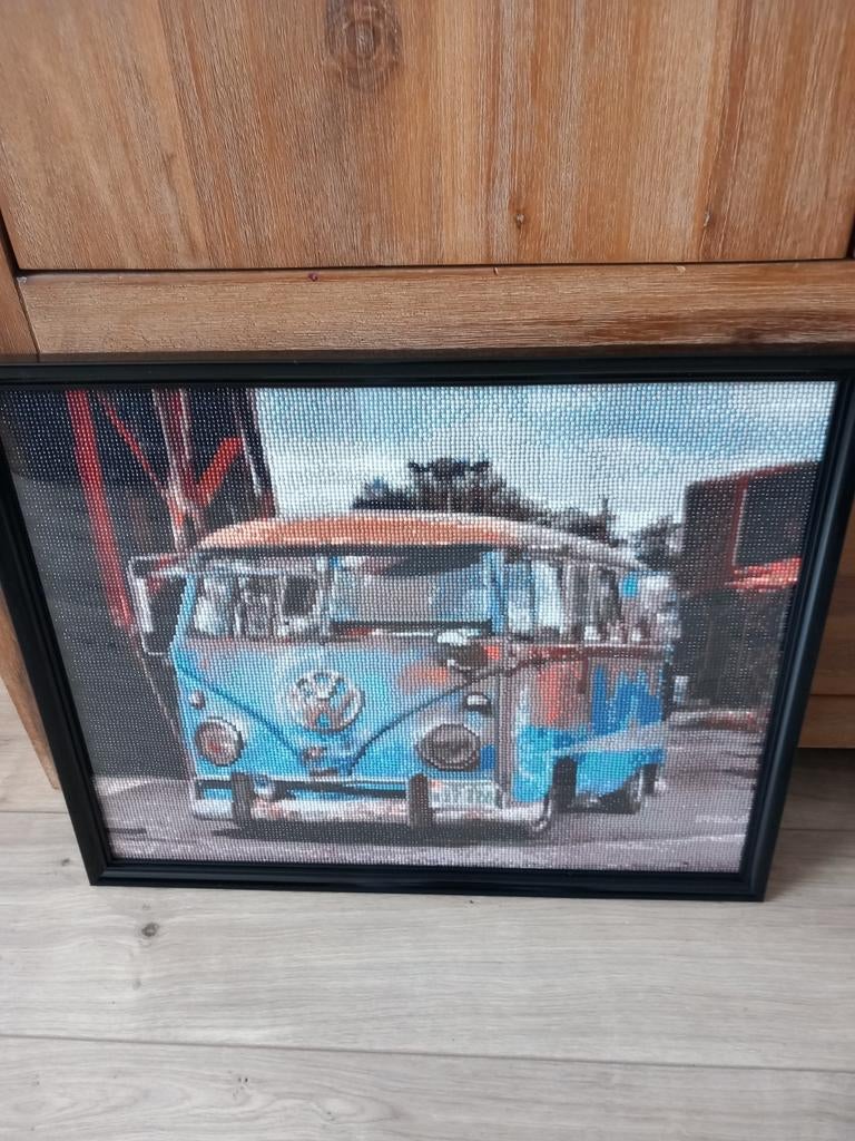 Diamant painting  vw busje, Ophalen of Verzenden, Minder dan 50 cm, Schilderij, Minder dan 50 cm