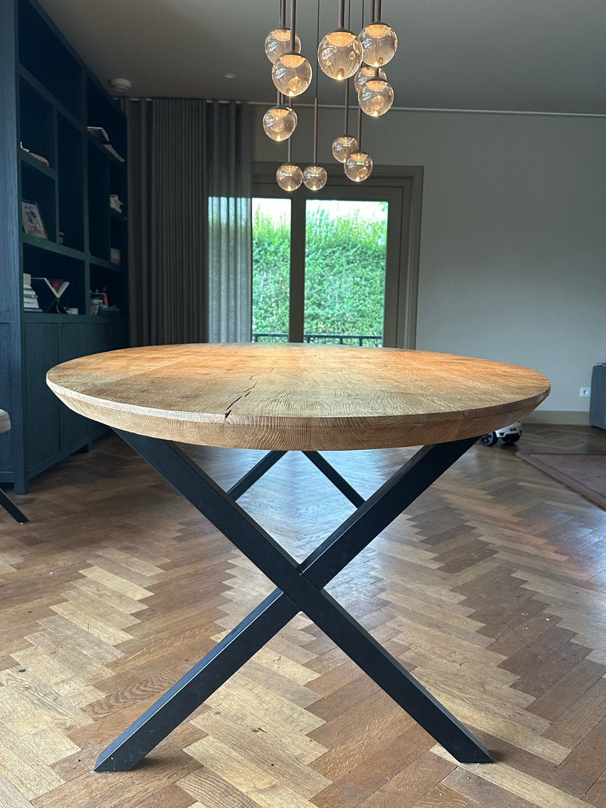 Ovale eettafel eikenhout verjongd 280x120cm, Huis en Inrichting, Tafels | Eettafels, Gebruikt, 100 tot 150 cm, 200 cm of meer