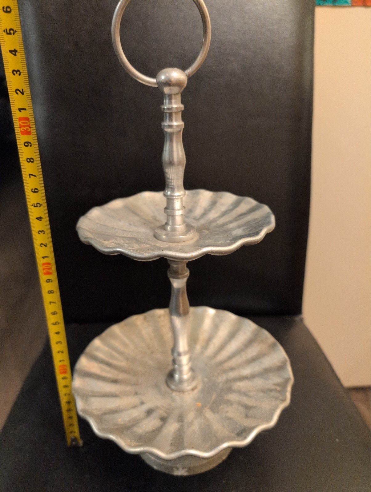 Vintage 2-laags etagere van metaal, Ophalen of Verzenden