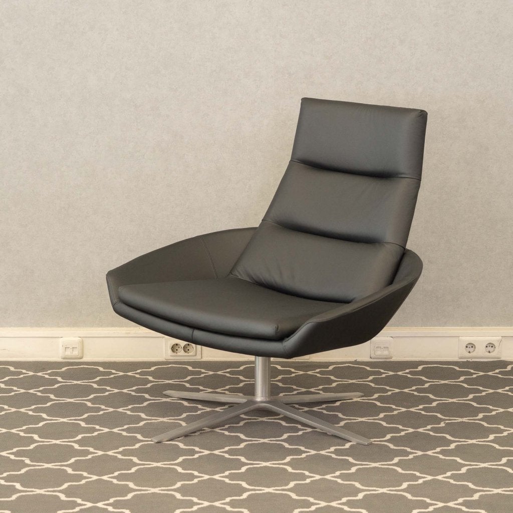 Montis Hugo Fauteuil Zwart Leder - Aluminium, Niet ingevuld, Zo goed als nieuw, Niet ingevuld, Niet ingevuld