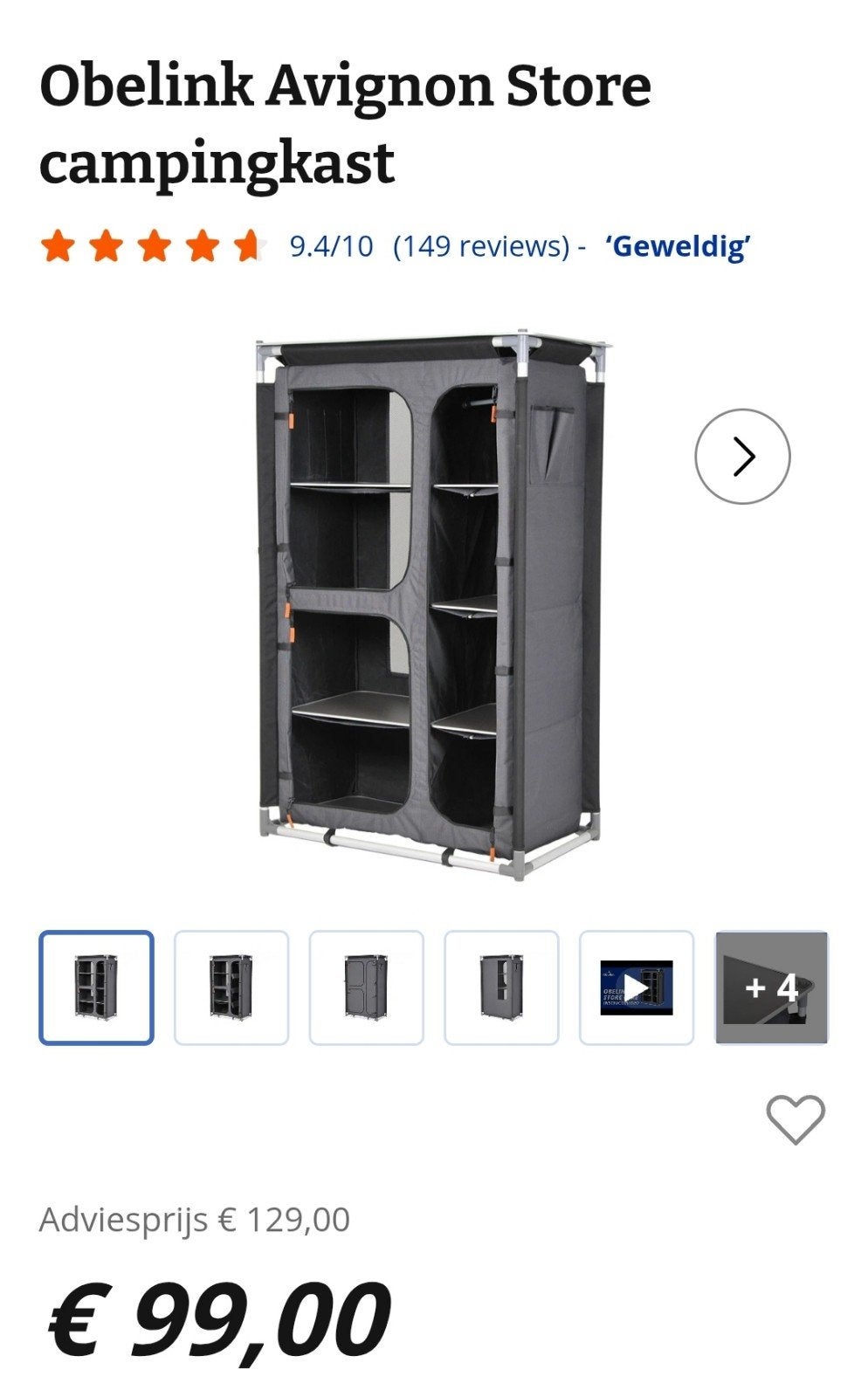 Obelink Avignon Store campingkast - Ruime opbergoplossing, Ophalen, Zo goed als nieuw