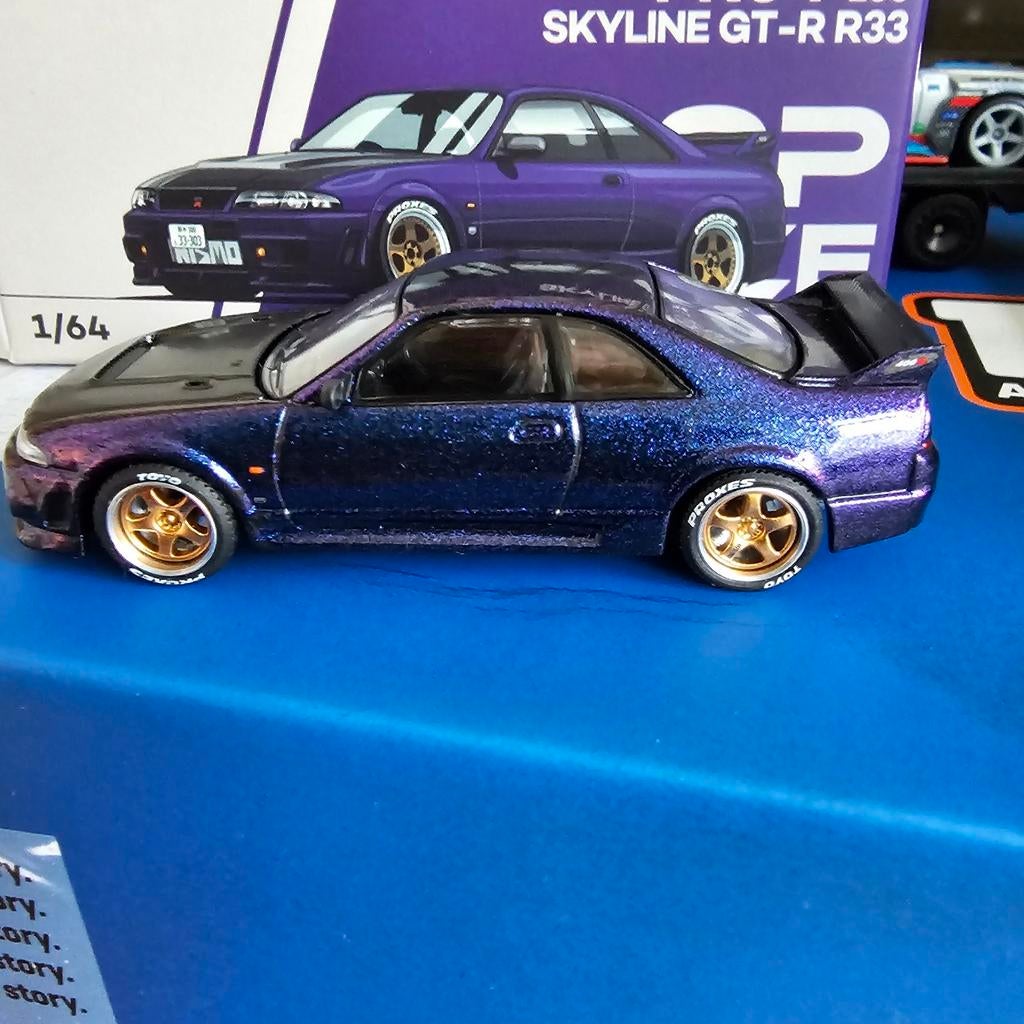 Pop Race Nissan Skyline GT-R R33 1/64 Modelauto Paars, Niet beschikbaar, Nieuw, Ophalen of Verzenden, Pop Race