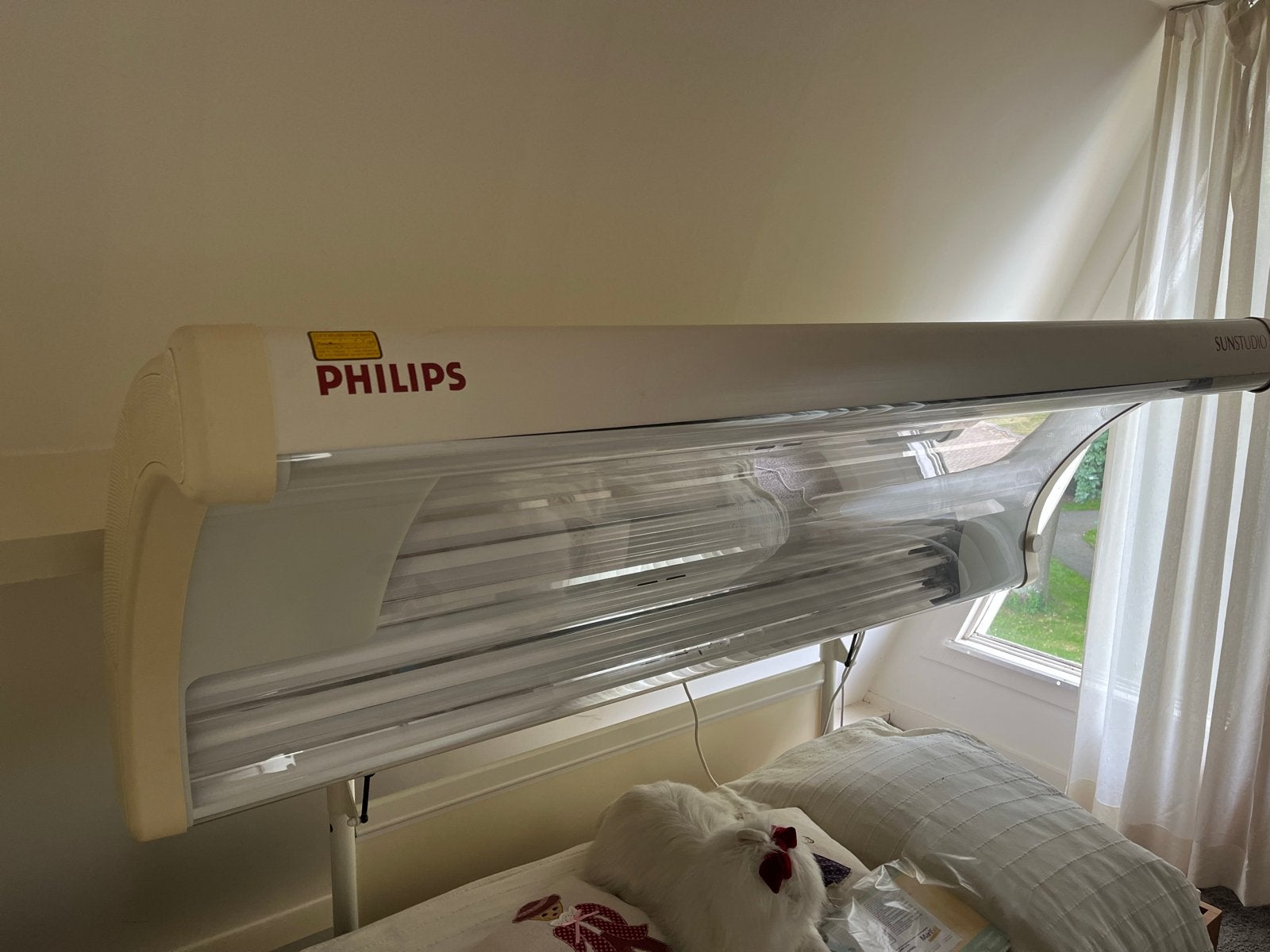 Gratis! Philips Sunstudio HB 573/74 Zonnebank, Ophalen, Gebruikt, Zonnebank enkelzijdig, 10 tot 15 lampen