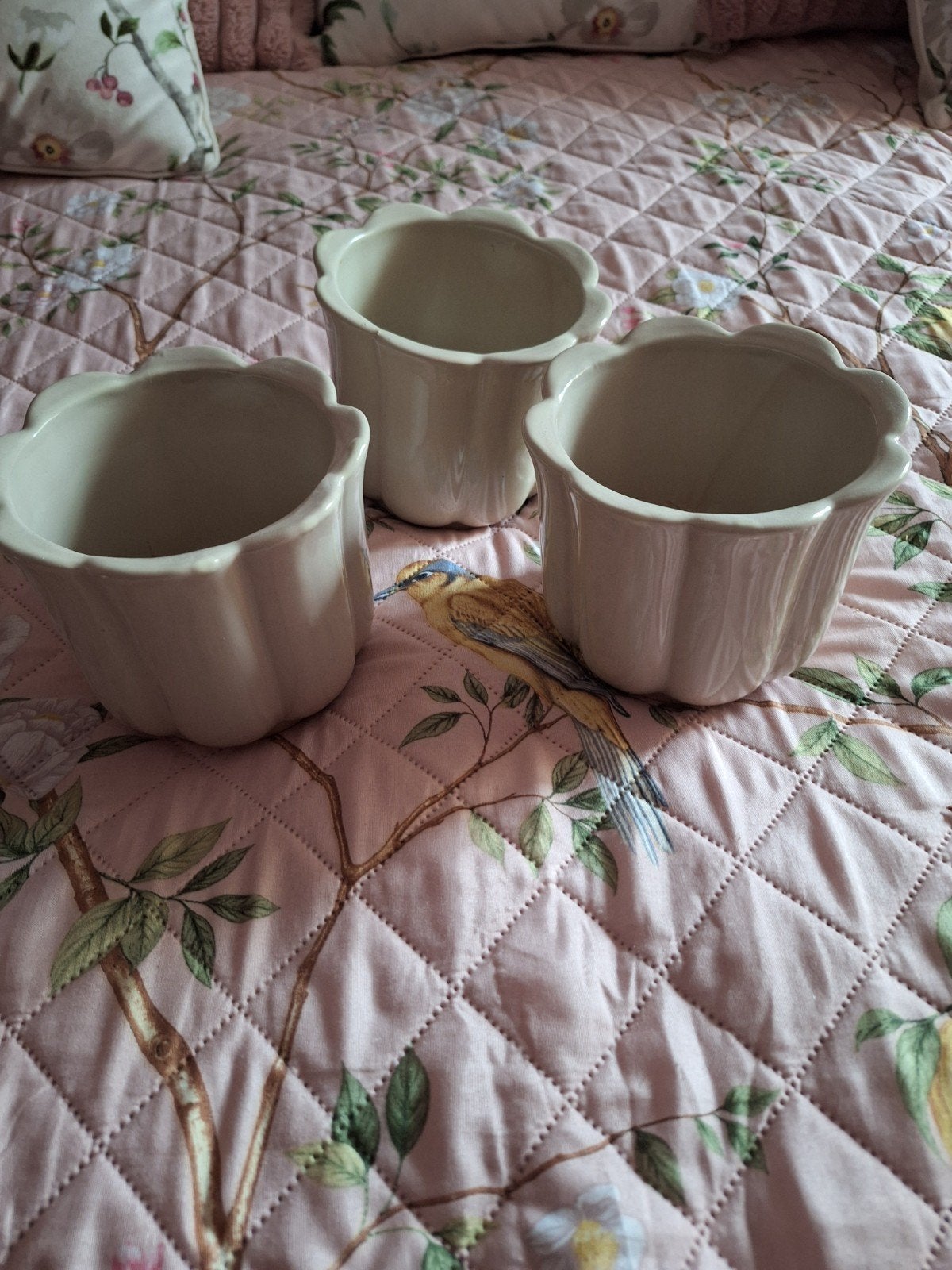 Set van 3 crèmekleurige bloempotten, Tuin en Terras, Bloempotten, Ophalen, Gebruikt, Rond, Balkon