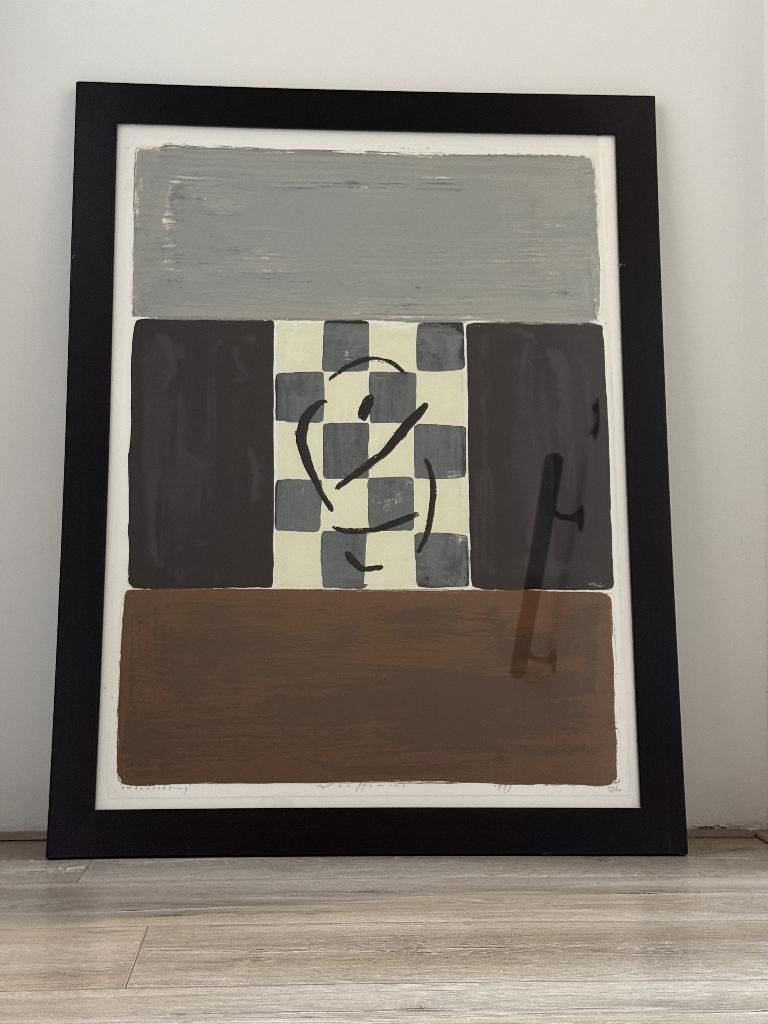 Schilderij print met lijst (bruin) abstract, Ophalen