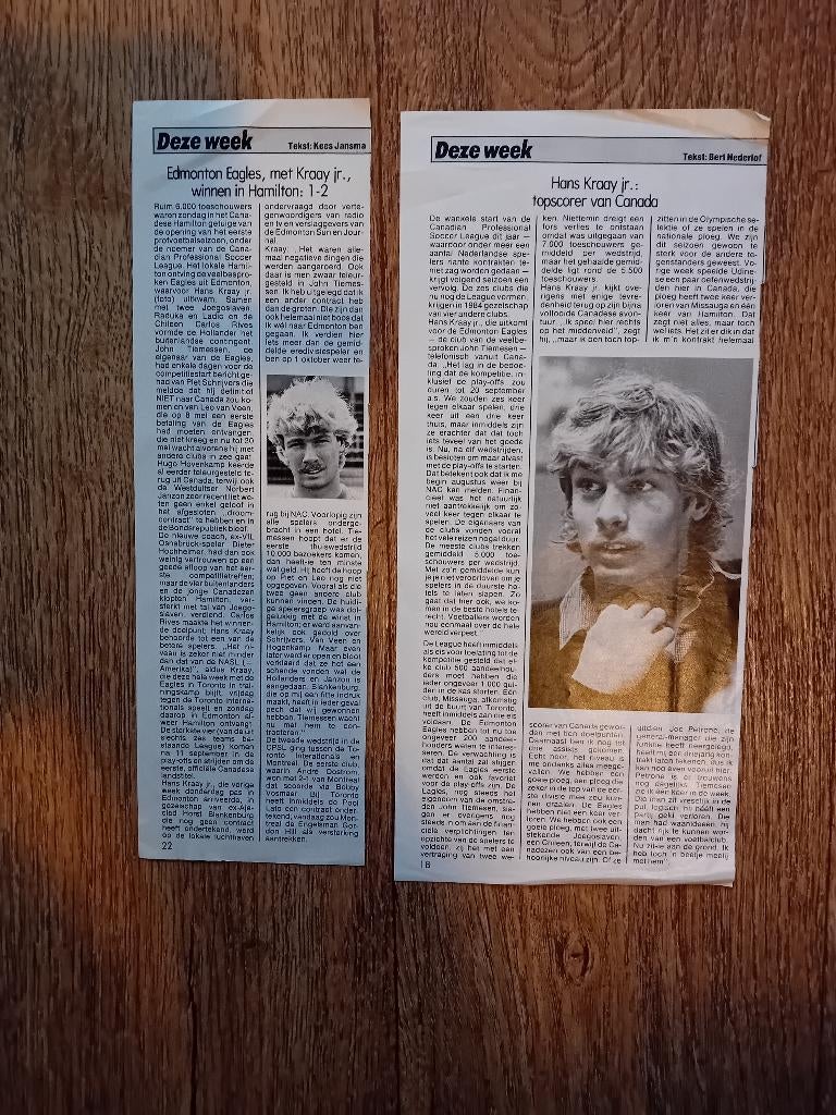 2 knipsels - Hans kraay, Ophalen of Verzenden, Gebruikt, Buitenlandse clubs, Overige typen