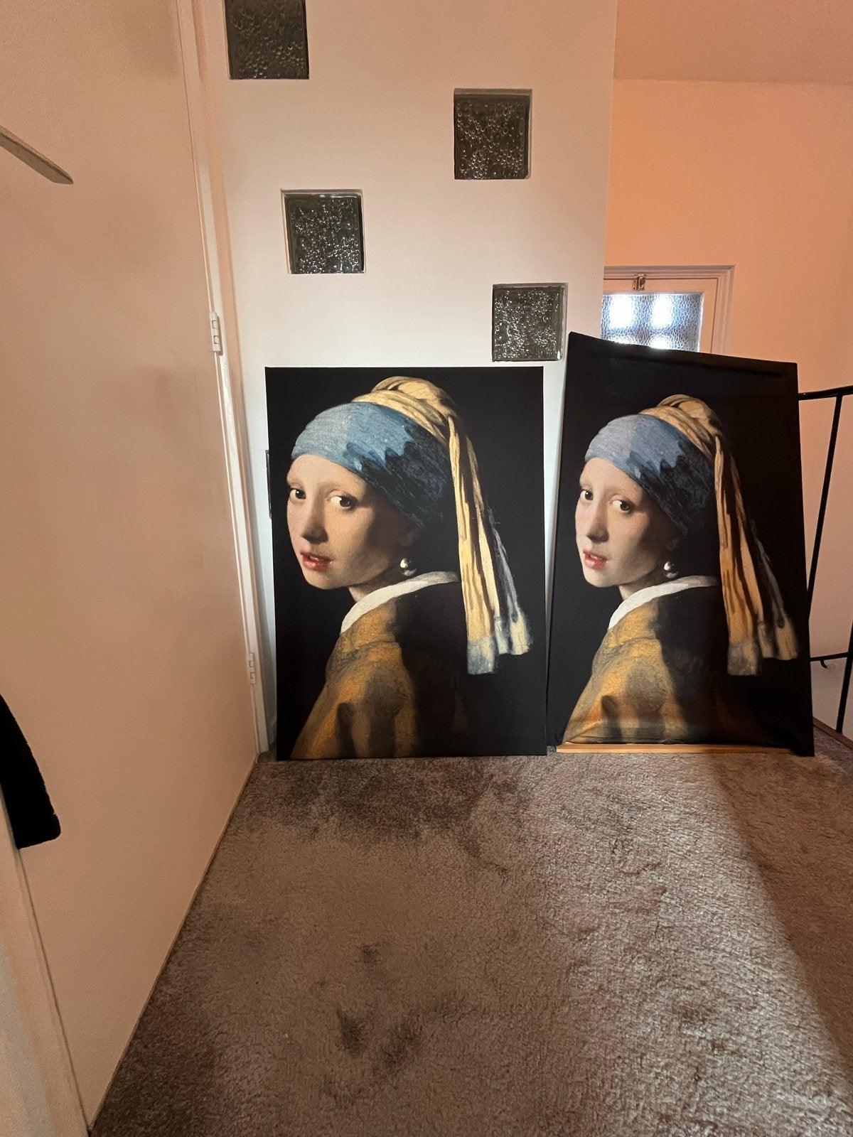 Meisje met de parel - Canvas schilderij 100x70 cm, Antiek en Kunst, Ophalen, Doek, Portret of Personen, Klassiek