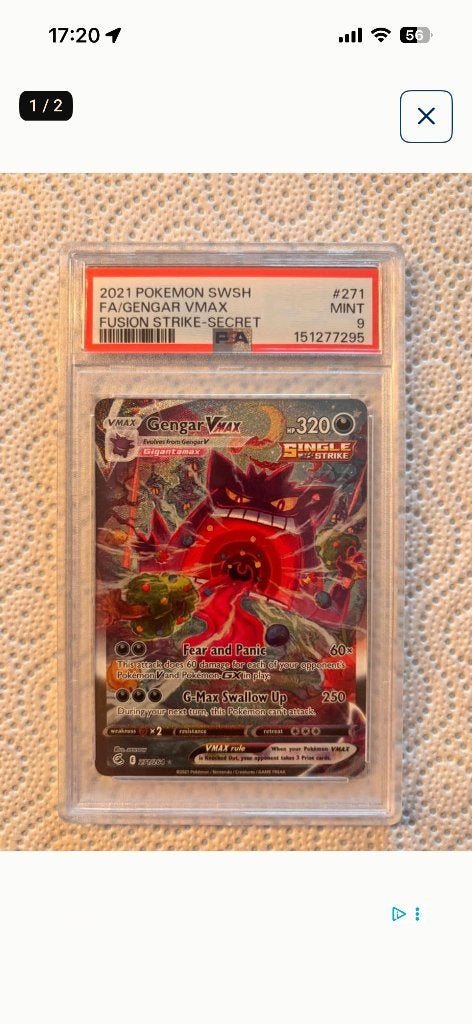 Pokémon Gengar VMAX Fusion Strike (#271/264)., Ophalen, Nieuw, Losse kaart