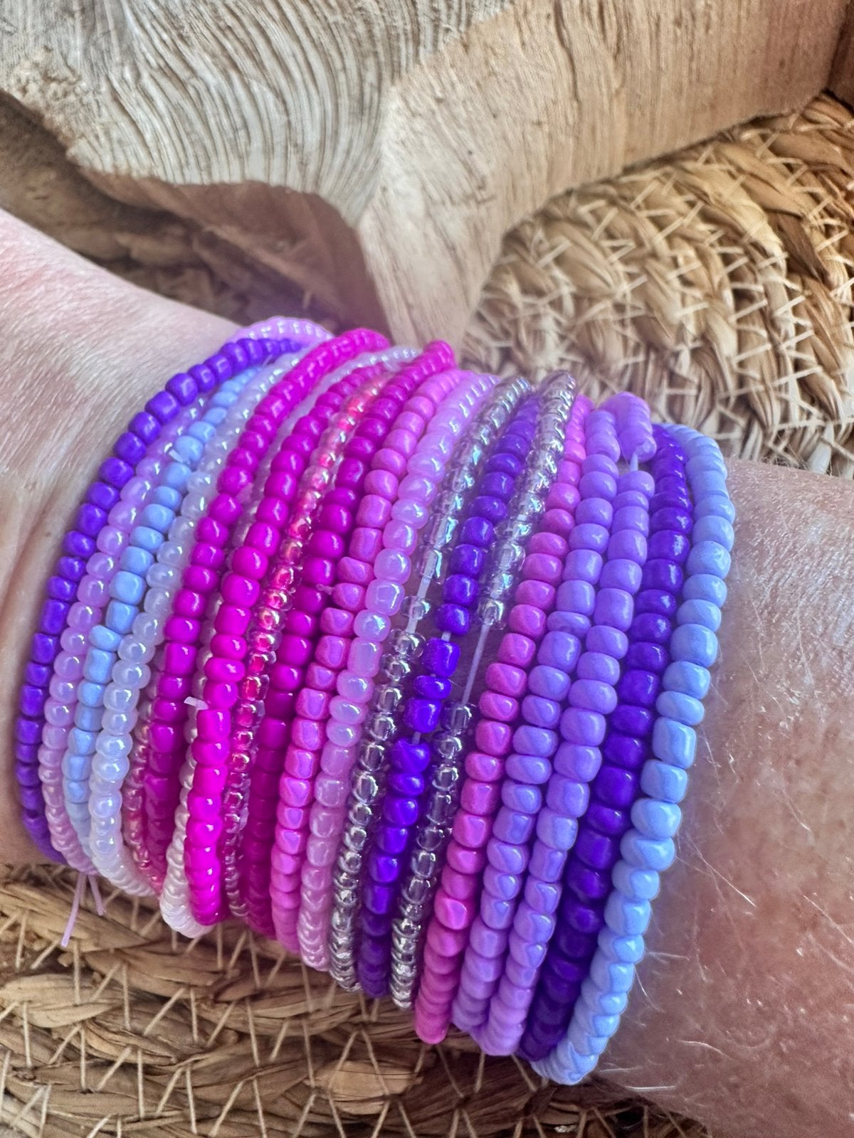 Boho armbanden / roze - paars / boho chic / set van 20, Ophalen of Verzenden, Nieuw