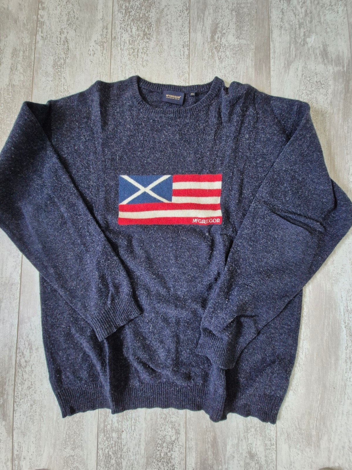 Donker blauwe trui maat xl van mc Gregor. Met Amerikaanse vl, Kleding | Heren, Maat 56/58 (XL), Ophalen of Verzenden, Zo goed als nieuw