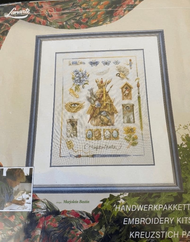 BORDUURPAKKET LANARTE MARJOLEIN BASTIN COLLAGE VOGELHUISJES, Verzenden, Zo goed als nieuw, Handborduren, Borduurpakket