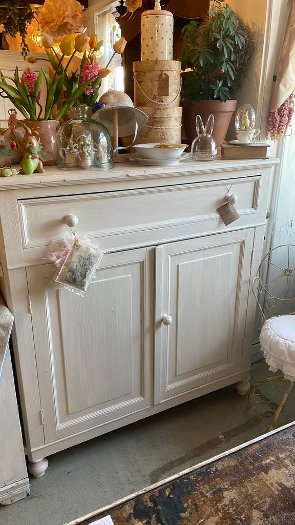 Brocante Witte Kast, Huis en Inrichting, Kasten | Dressoirs, Zo goed als nieuw, 100 tot 150 cm, 25 tot 50 cm, Ophalen
