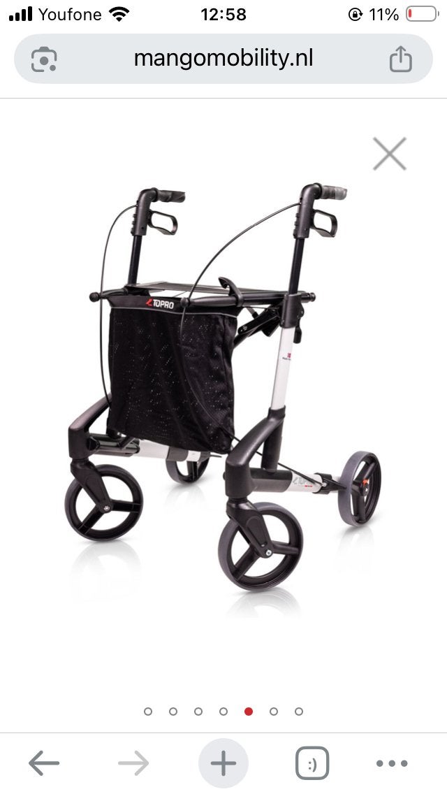 Rollator Topro Troja zwart maat S, Ophalen, Gebruikt