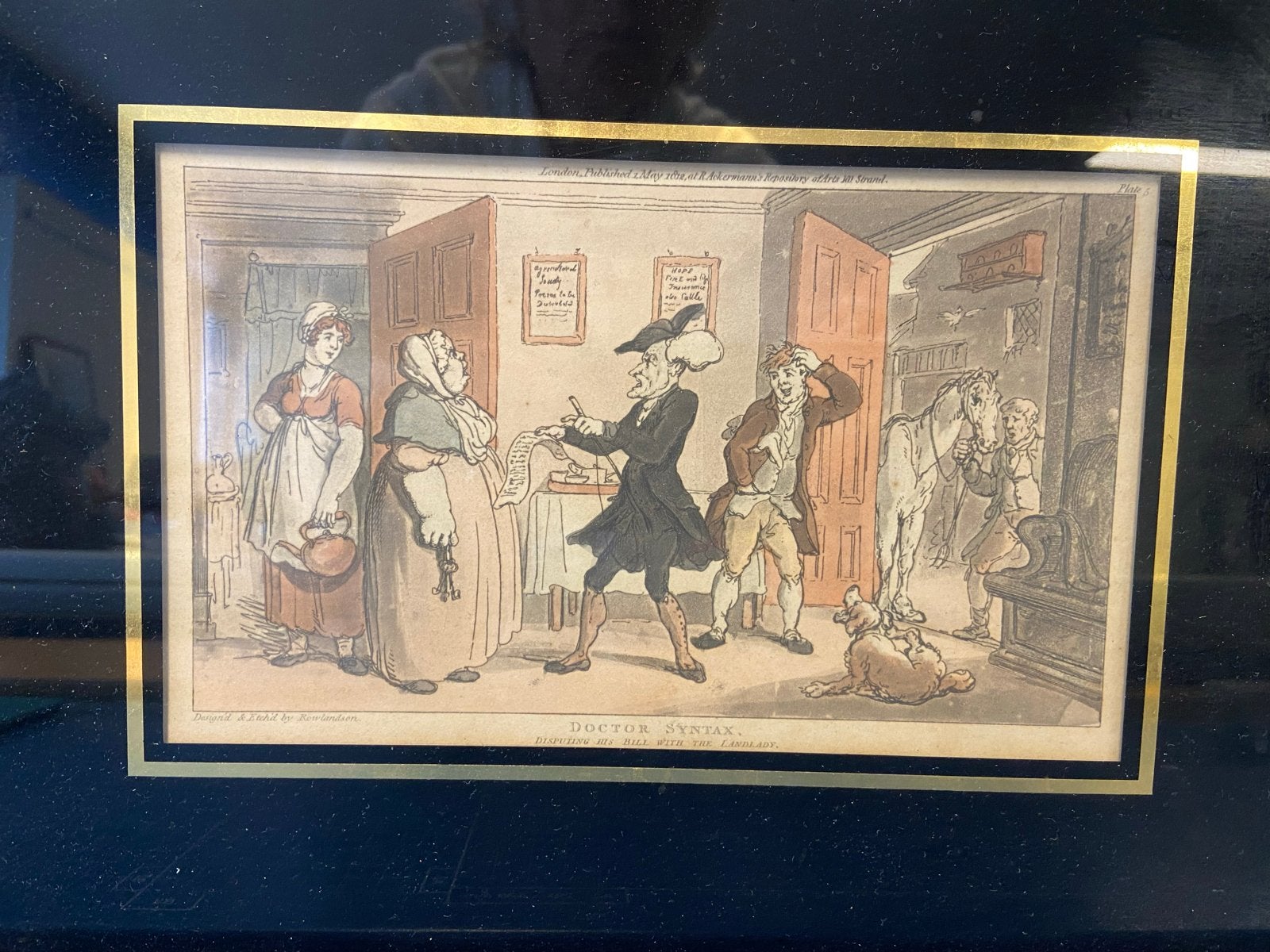 Rowlandson Handgekleurde Ets (Aquatint) - Spotprent 1812, Handgekleurd, Dagelijks leven, 1800 - 1899, Ets