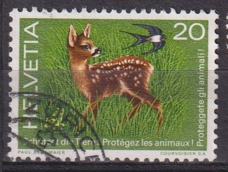 Zwitserland 1976 Dierenbescherming Reekalf, Verzenden, Gestempeld, Dier of Natuur