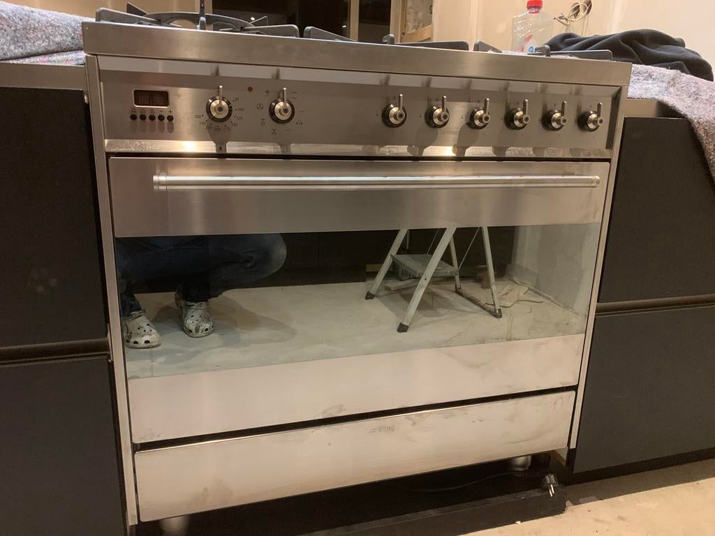 Smeg Gas Fornuis - 6 kookzones - Grote elektrische oven, Witgoed en Apparatuur, Ovens, Gebruikt, Vrijstaand, Oven, 60 cm of meer