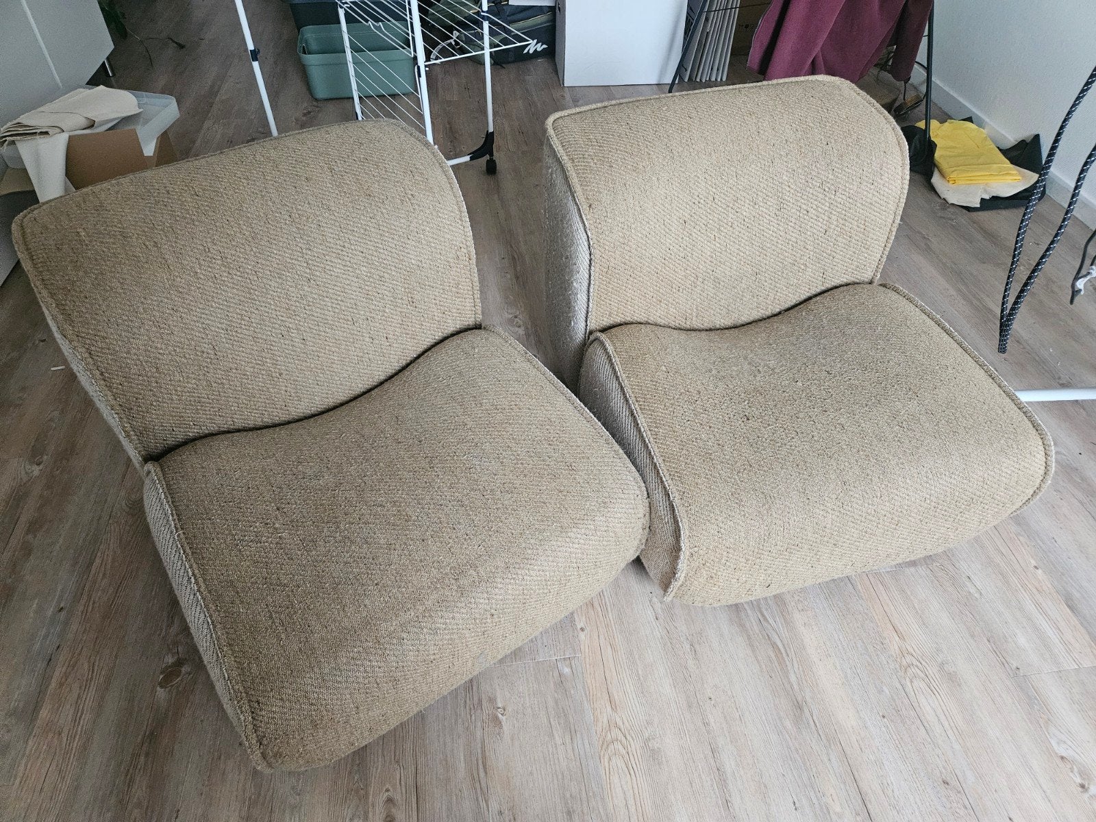 Vintage 70's soft seat fauteuils 2x, Ophalen, Gebruikt, Twee