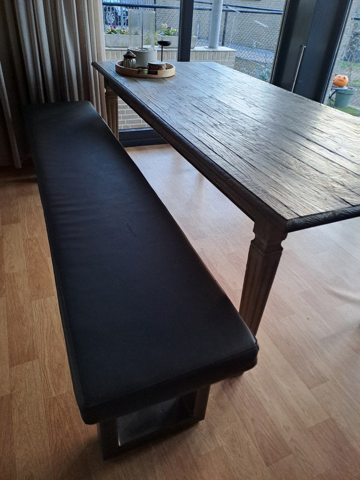 Eettafel met bank en 3 stoelen, Ophalen of Verzenden, Gebruikt, Minder dan 4 stoelen