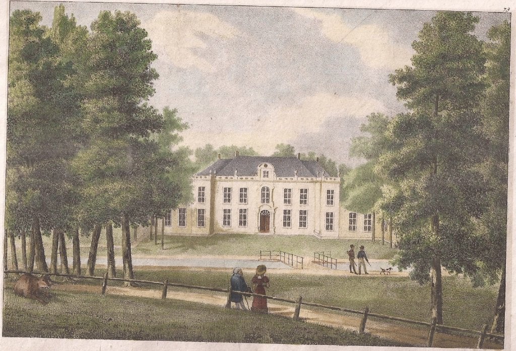 Hummelo Chateau d' Enghuizen Ingekleurde Litho Jobard c1825, Stadsgezicht, Ophalen of Verzenden, Blanco verso, 16 cm