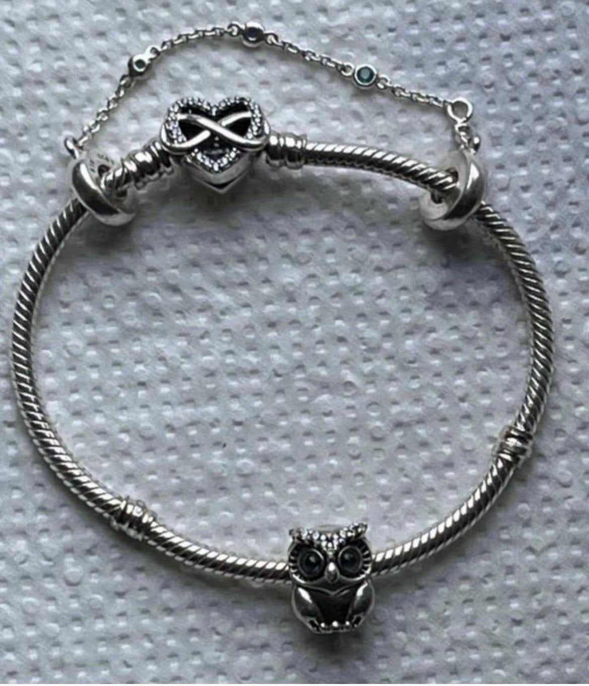 Pandora armband,bedel en veiligheidsketting, Ophalen of Verzenden, Zo goed als nieuw, Zilver
