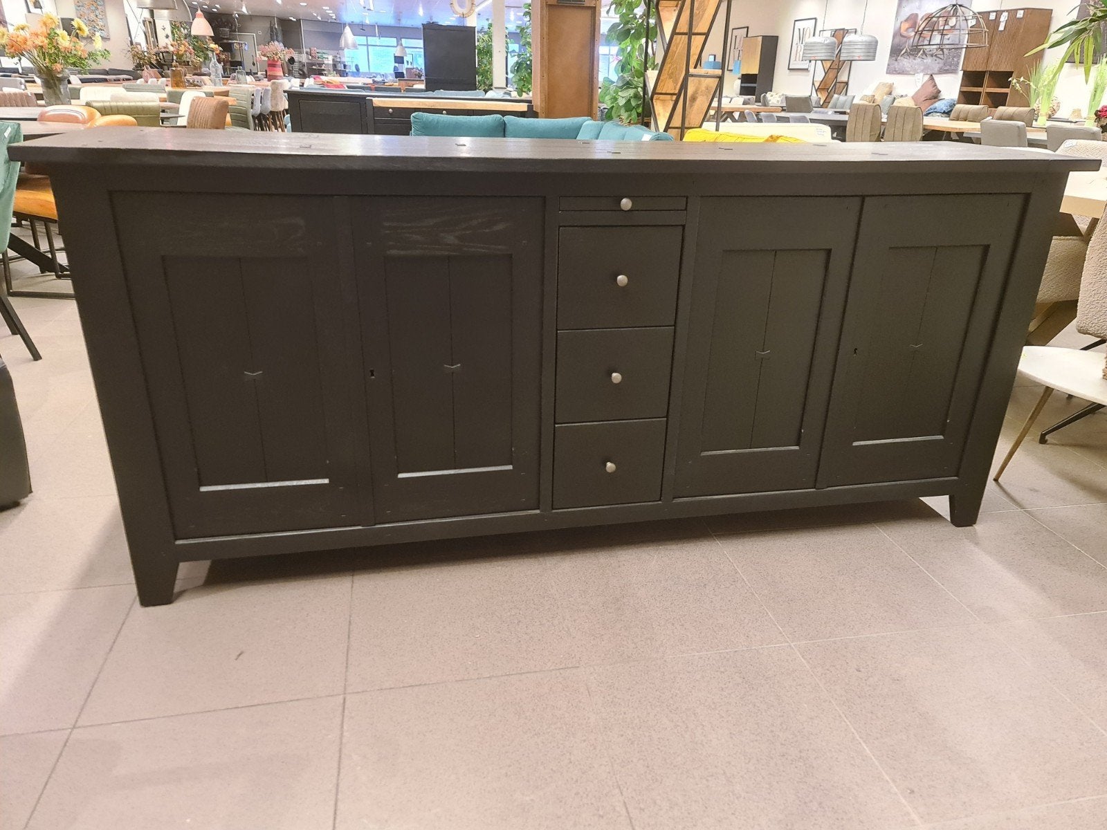 nieuw landelijk dressoir 219x96x55cm massief eikenhout €745, Huis en Inrichting, Kasten | Dressoirs, Ophalen, Industrieel landelijk barok brocante koloniaal boheems vintage