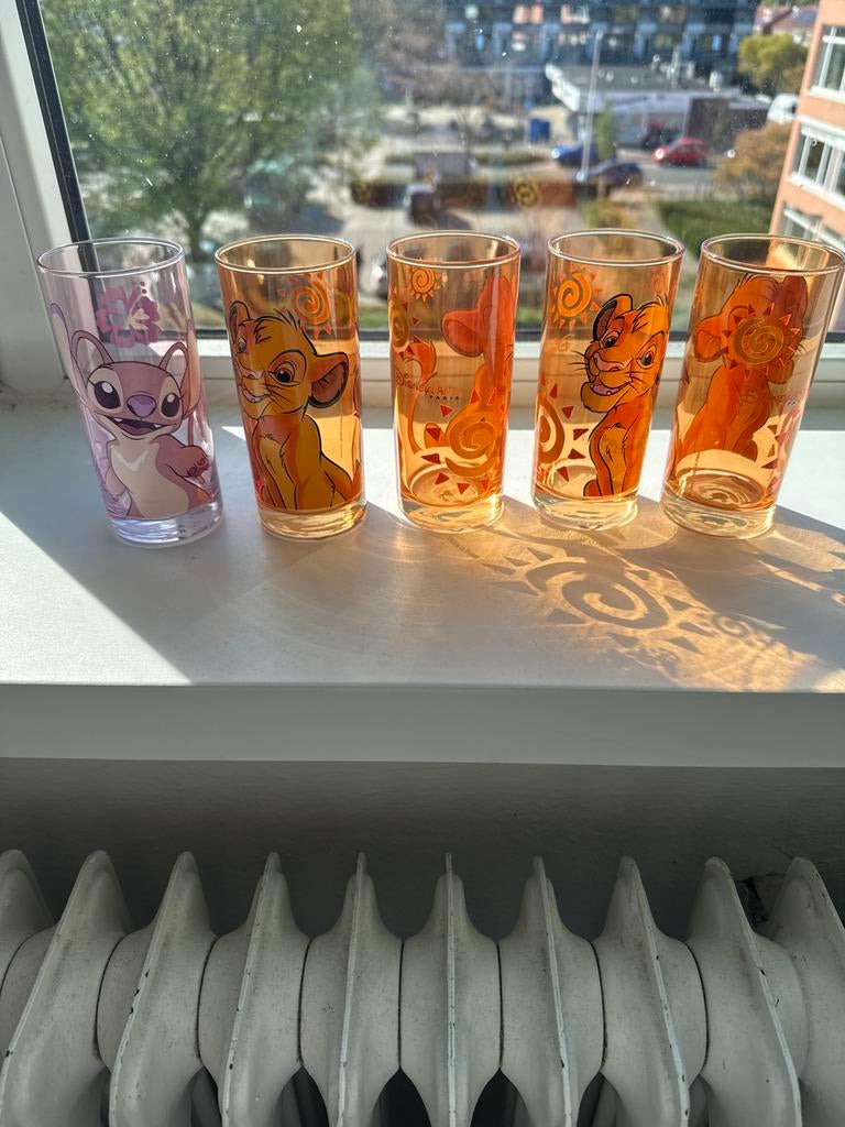 Disney glazen: Stitch en Simba (Lion King), Glas of Glazen, Nieuw, Ophalen of Verzenden, Glas