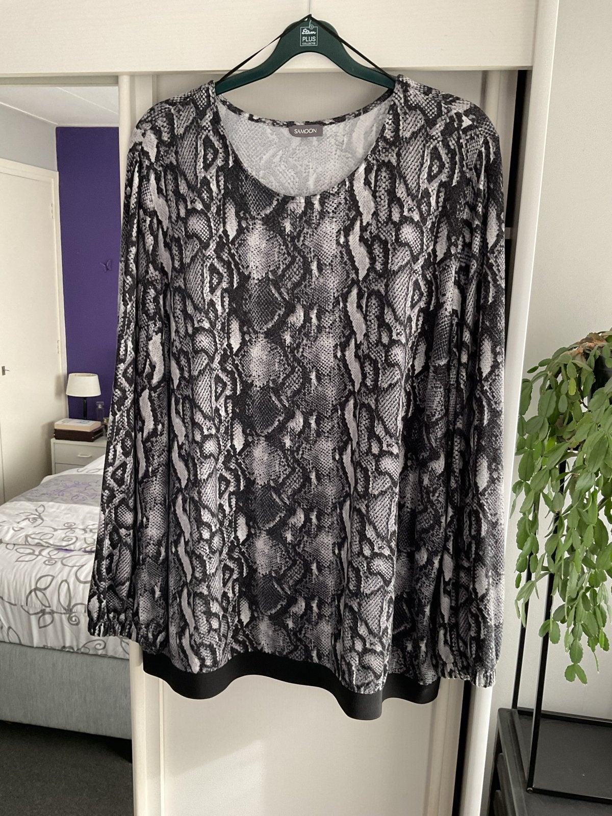 Samoon tuniek met slangenprint - Maat XL(50-52), Kleding | Dames, Ophalen of Verzenden, Zo goed als nieuw, Zwart, Blouse of Tuniek