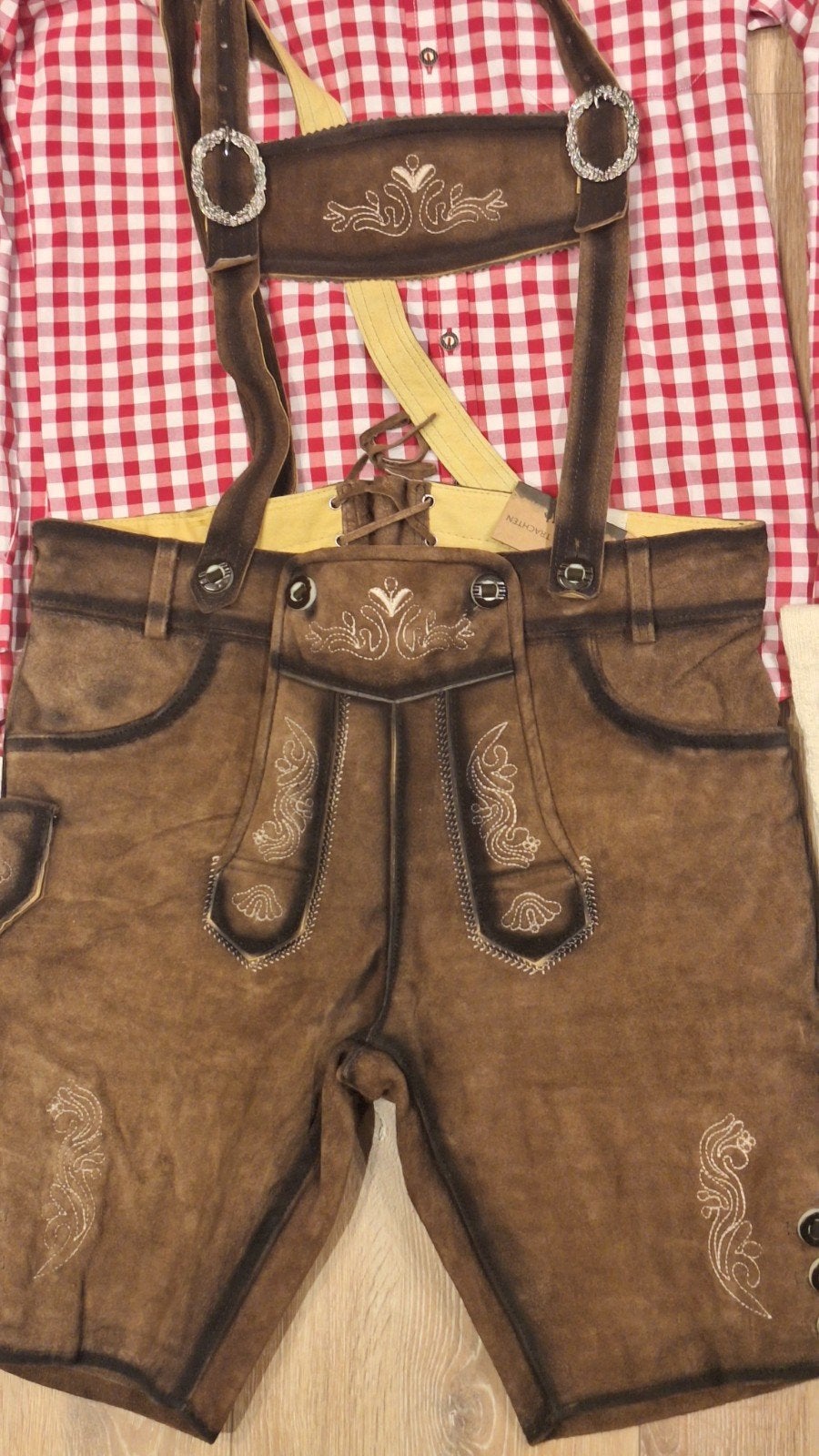 Lederhose 52 overhemd kousen Oktoberfeest, Ophalen of Verzenden, Zo goed als nieuw, Maat 52/54 (L)