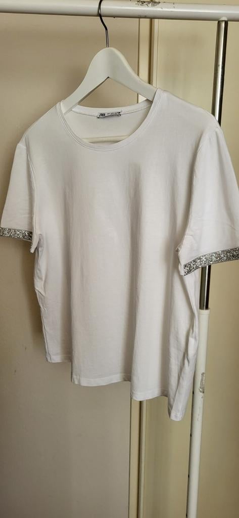 Zara spierwit tshirt M, Maat 38/40 (M), Nieuw, Ophalen of Verzenden, Korte mouw