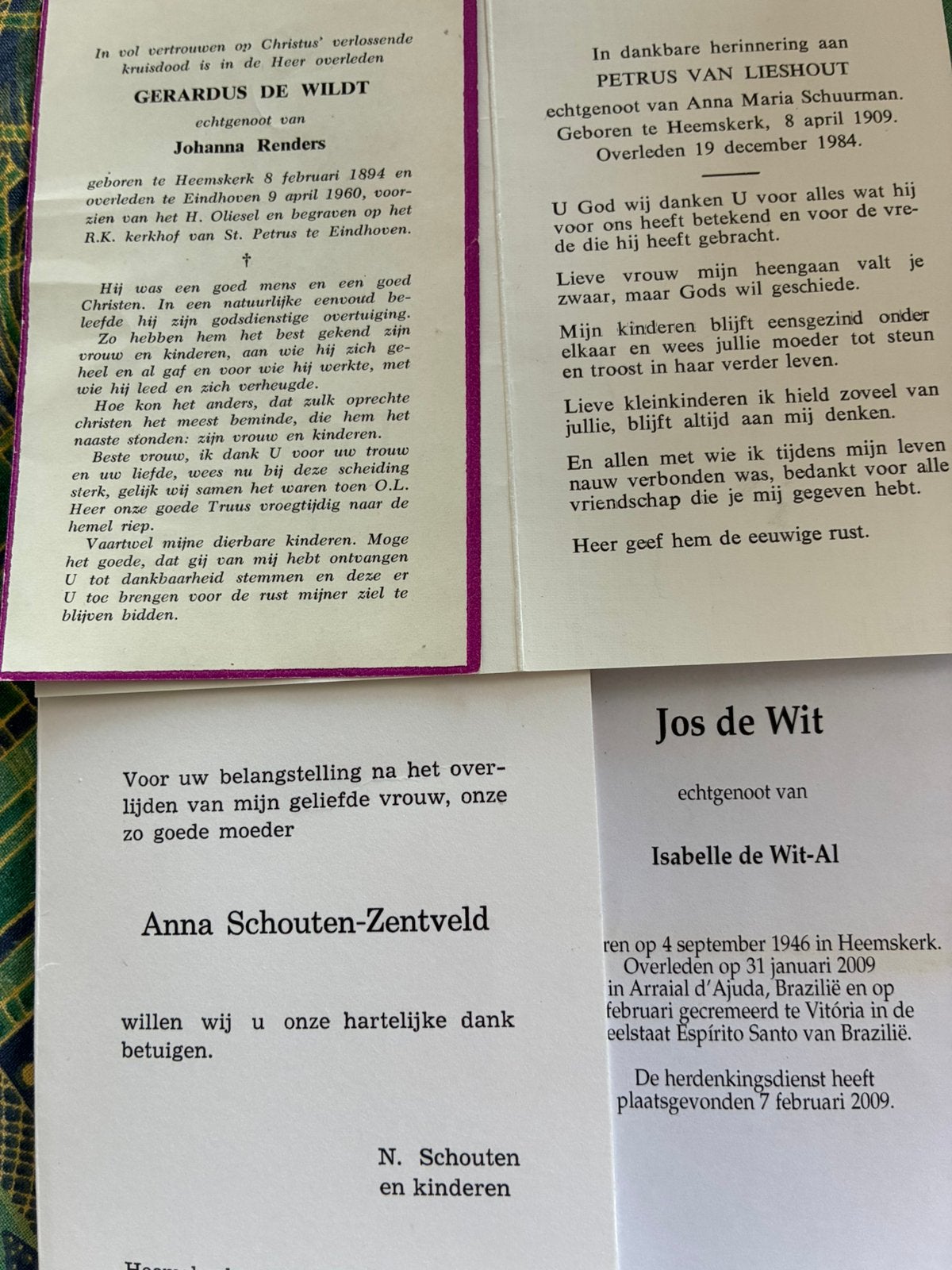 Heemskerk 4 oude Bidprentjes, Verzenden, Bidprentje
