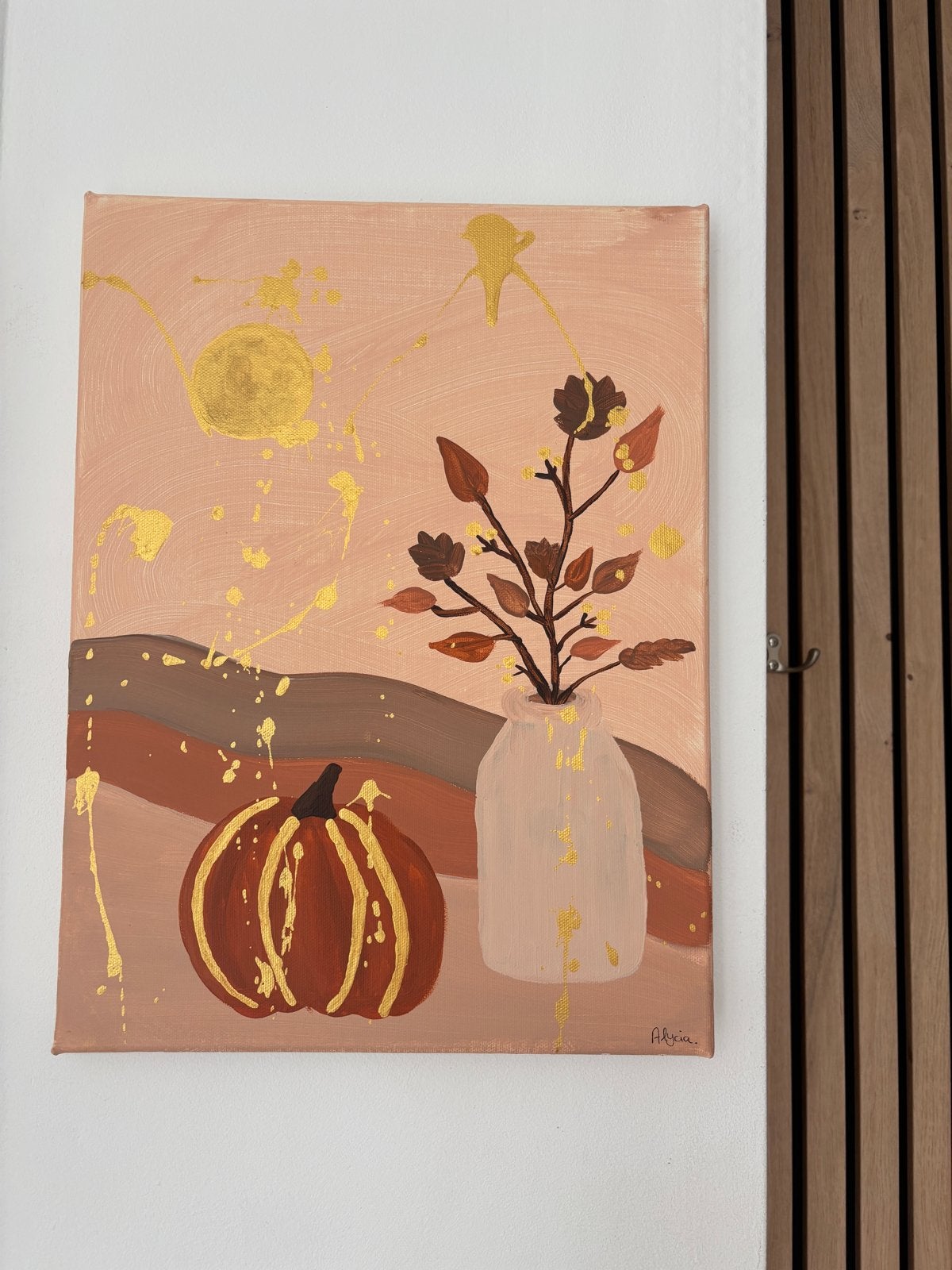 De gloed van September - Handgeschilderd schilderij herfst, Antiek en Kunst, Acrylverf, Overig onderwerp, Handgeschilderd, Ophalen of Verzenden