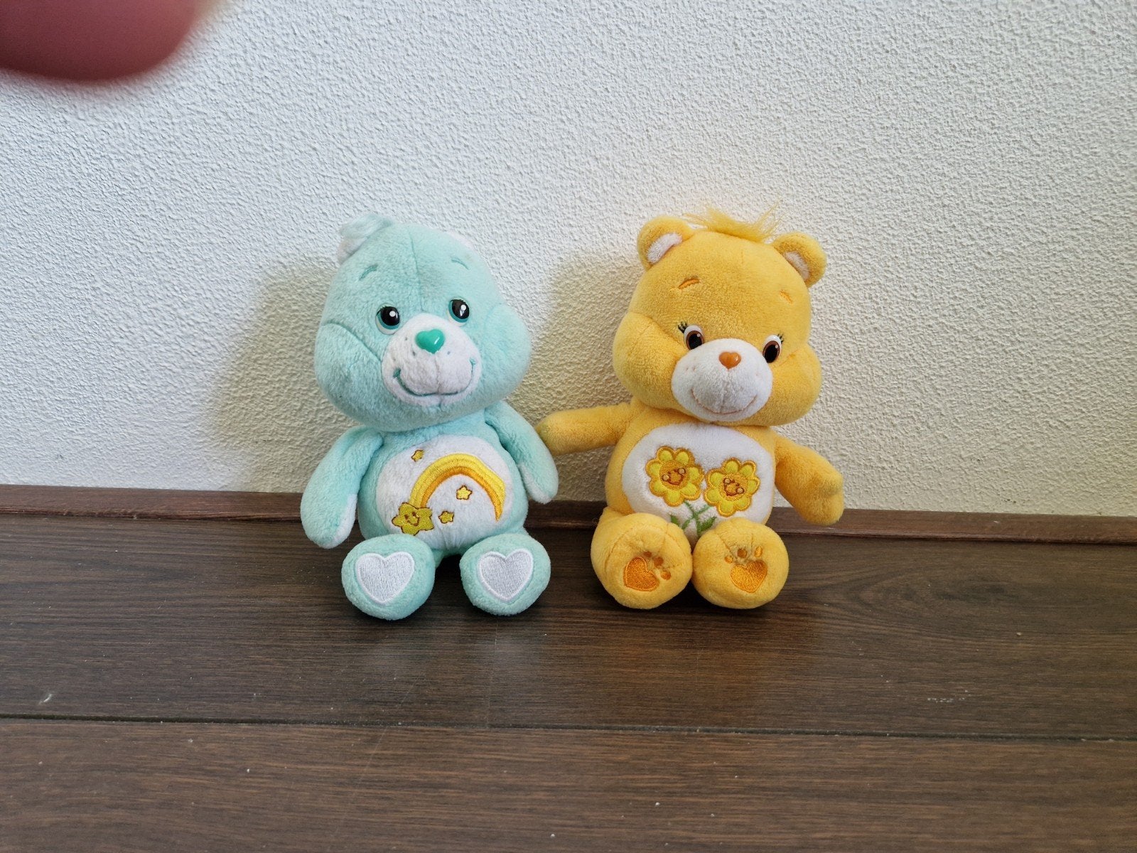 Set van 2 Care Bears knuffels - Groen en Geel, Overige merken, Overige karakters, Beer, Ophalen of Verzenden