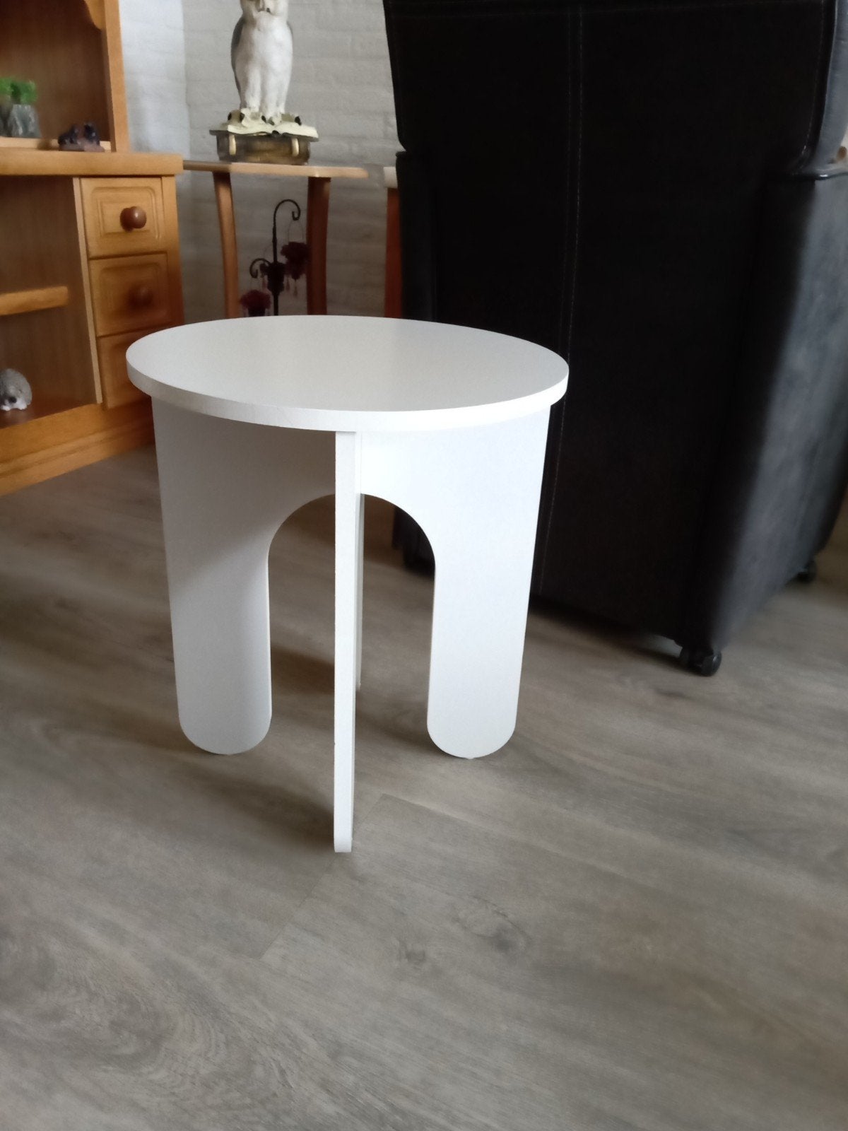 Witte ronde plantentafel / bijzettafel, Ophalen, Rond
