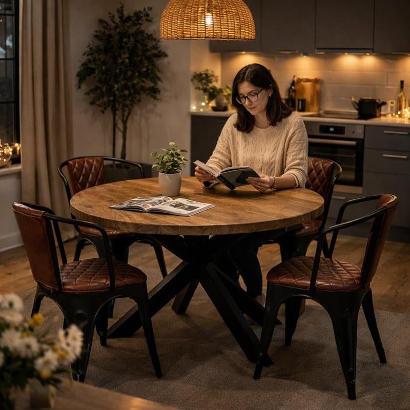 Eetkamertafel Mangohout Tafel Keukentafel 120 cm Mango Zwart, Huis en Inrichting, Tafels | Eettafels, Overige houtsoorten, Info@dehanzeherten.nl