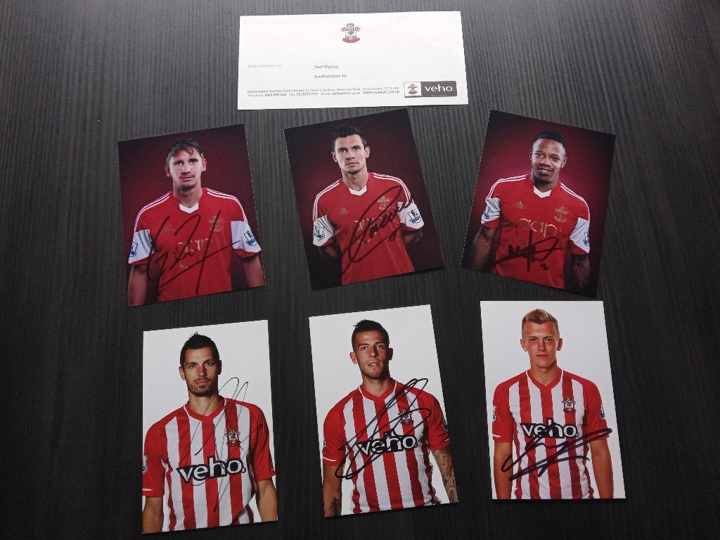 Gesigneerde 2014-2015 spelerskaarten van Southampton FC, Ophalen of Verzenden, Nieuw, Buitenlandse clubs, Spelerskaart